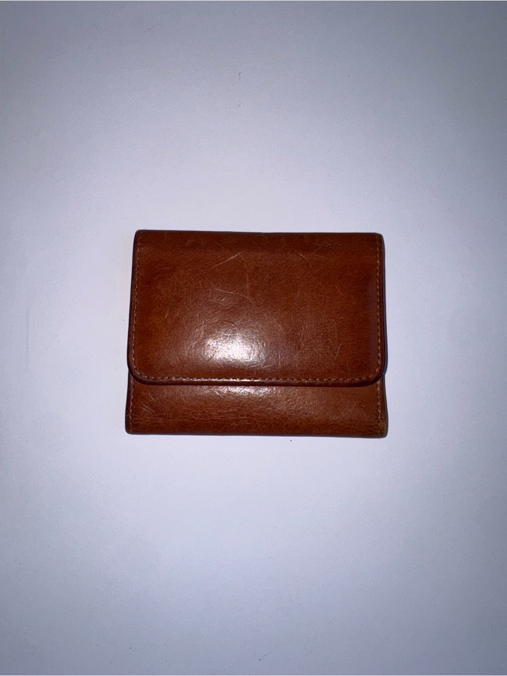 Vintage Coach British Tan Mahogany Leather Trifold Wallet
